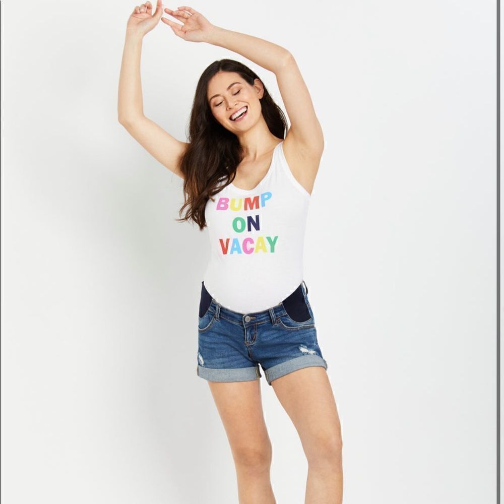Motherhood Bump On Vacay Maternity Graphic Tank Size Large NWT